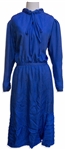 Margaret Thatcher Personally Owned Dress, a Vivid 1980s Blue Silk Party Dress